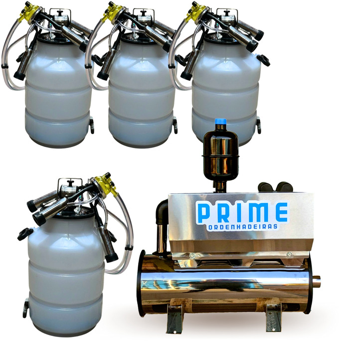 Ordenhadeira Inox Prime Balde ao Pé BV 450 litros - Motor 2 cv - De 1 a 4 conjuntos