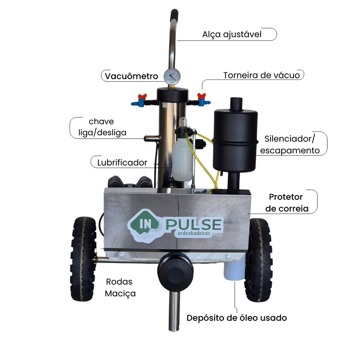 Ordenhadeira Móvel Inox In Pulse - BV 450 - Motor 2 cv - 1 a 4 conjuntos