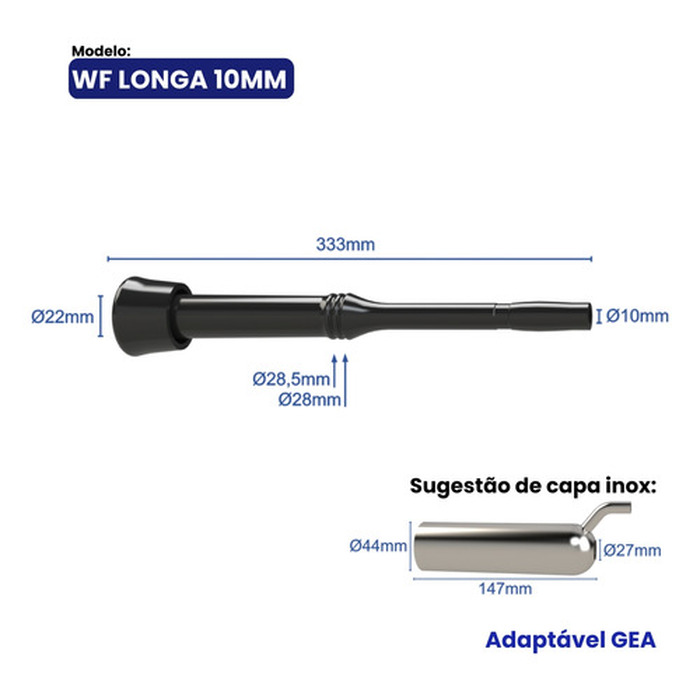 Teteira Insuflador Westfalia Longa 10mm Prime 4 Uni Ordenha