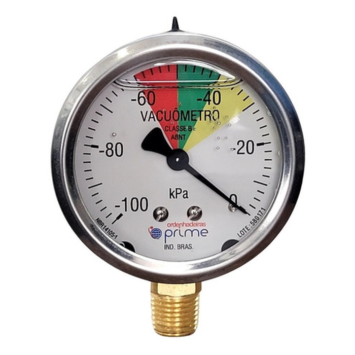Vacuômetro Analógico 100 Kpa Com Glicerina Para Ordenhadeira
